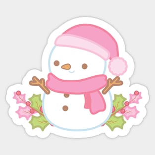 Christmas Pink Snowman Sticker